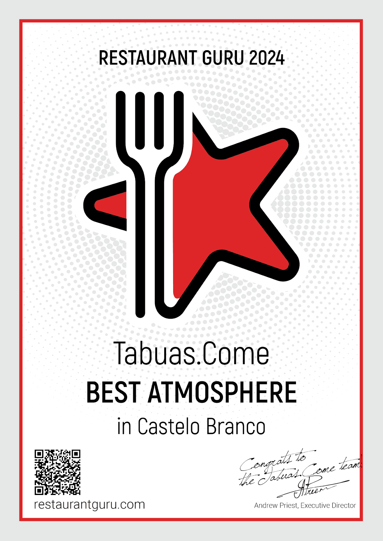 Restaurant Guru 2024, Best Atmosphere in Castelo Branco